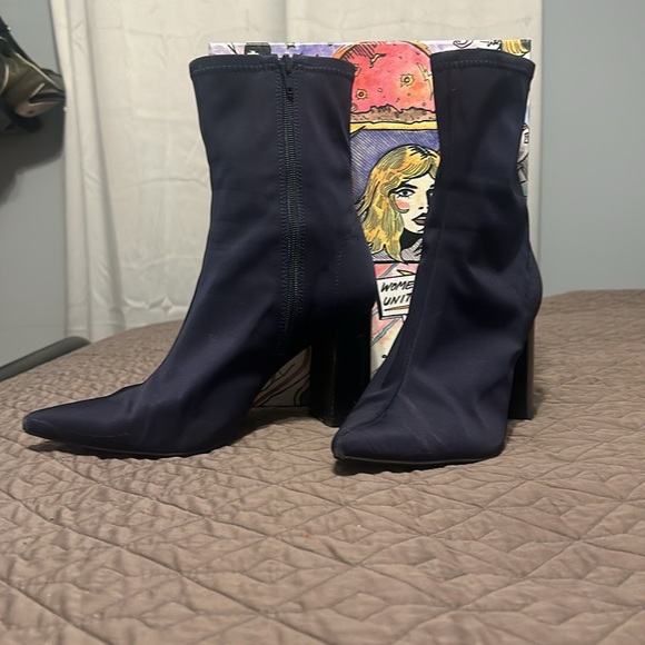 Jeffrey Campbell navy neoprene ankle bootie - siren - Picture 2 of 7